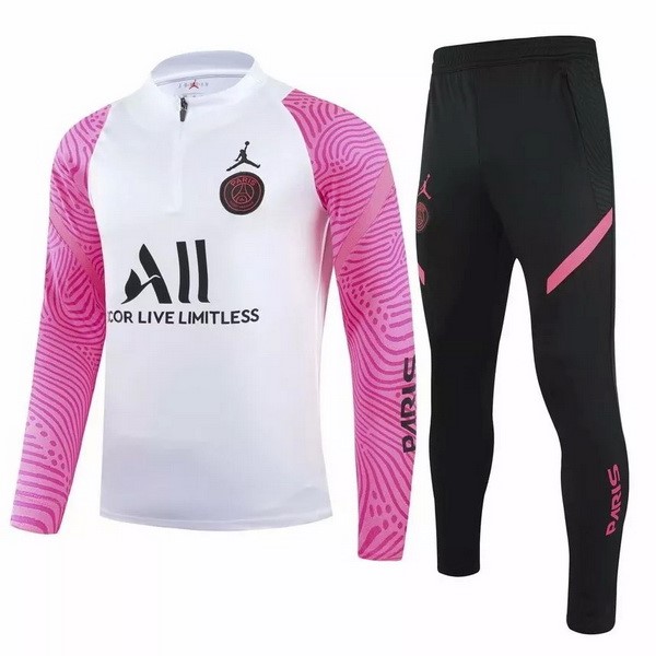Trainingsanzug Paris Saint Germain 2021-22 Weiß Pink Schwarz Fussballtrikots Günstig